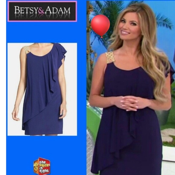 Betsy & Adam Dresses & Skirts - Betsy & Adam One-Shoulder Purple Cocktail Dress Rhinestone Strap Size 4